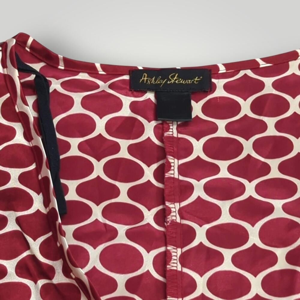 Ashley Stewart Women’s Wrap Top PLUS 3XL Burgundy & White Geometric Print